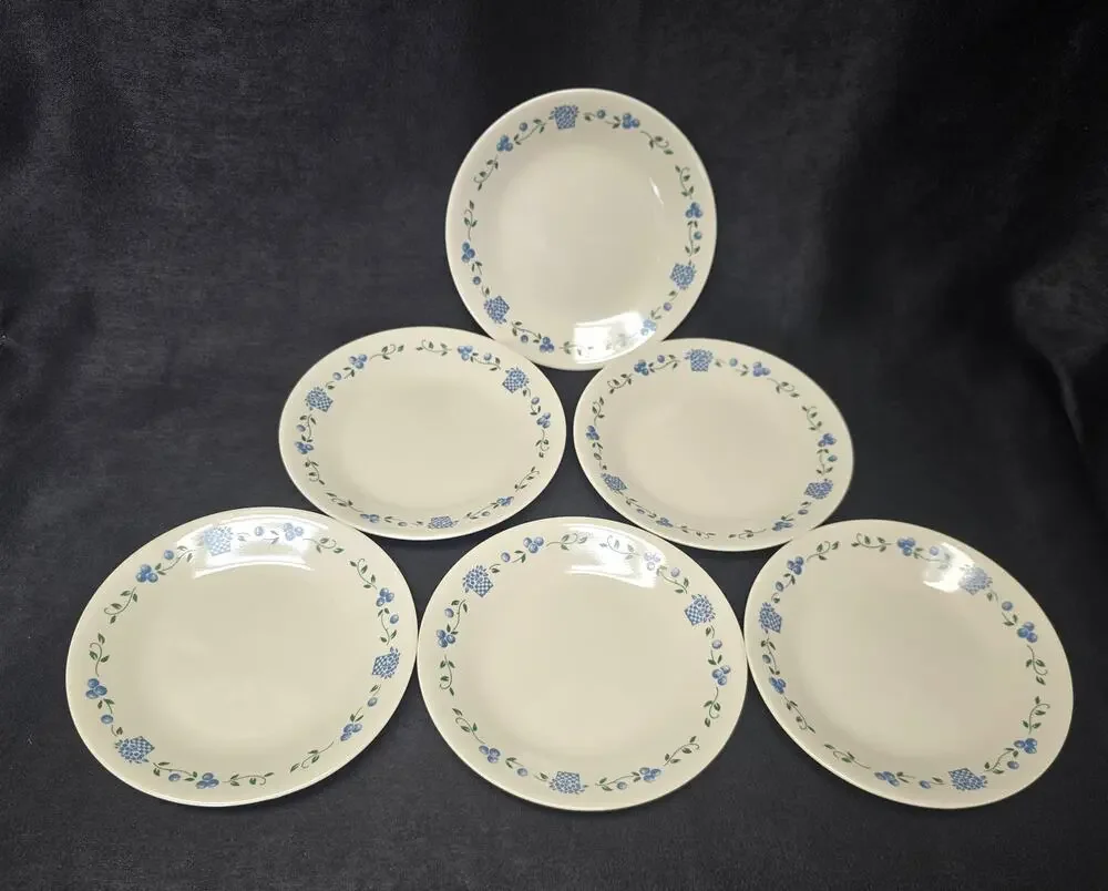 Corelle Blueberry Bouquet Bread & Butter Dessert Plates Set of 6